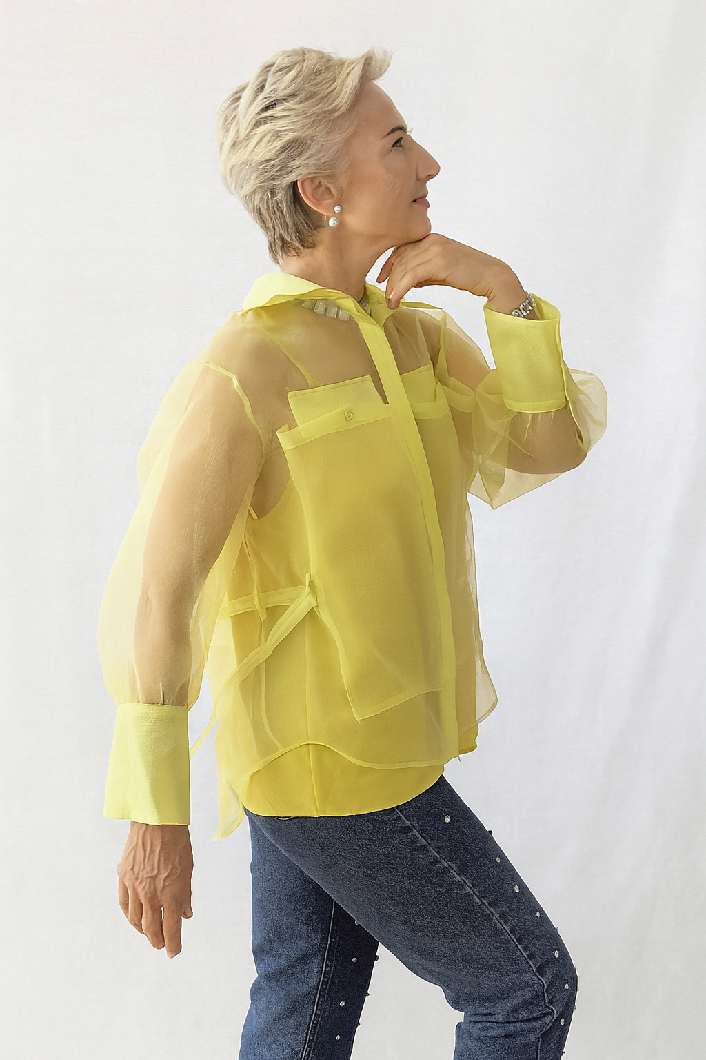 Blusa mujer doble capa lima transparente | SEROTONIN