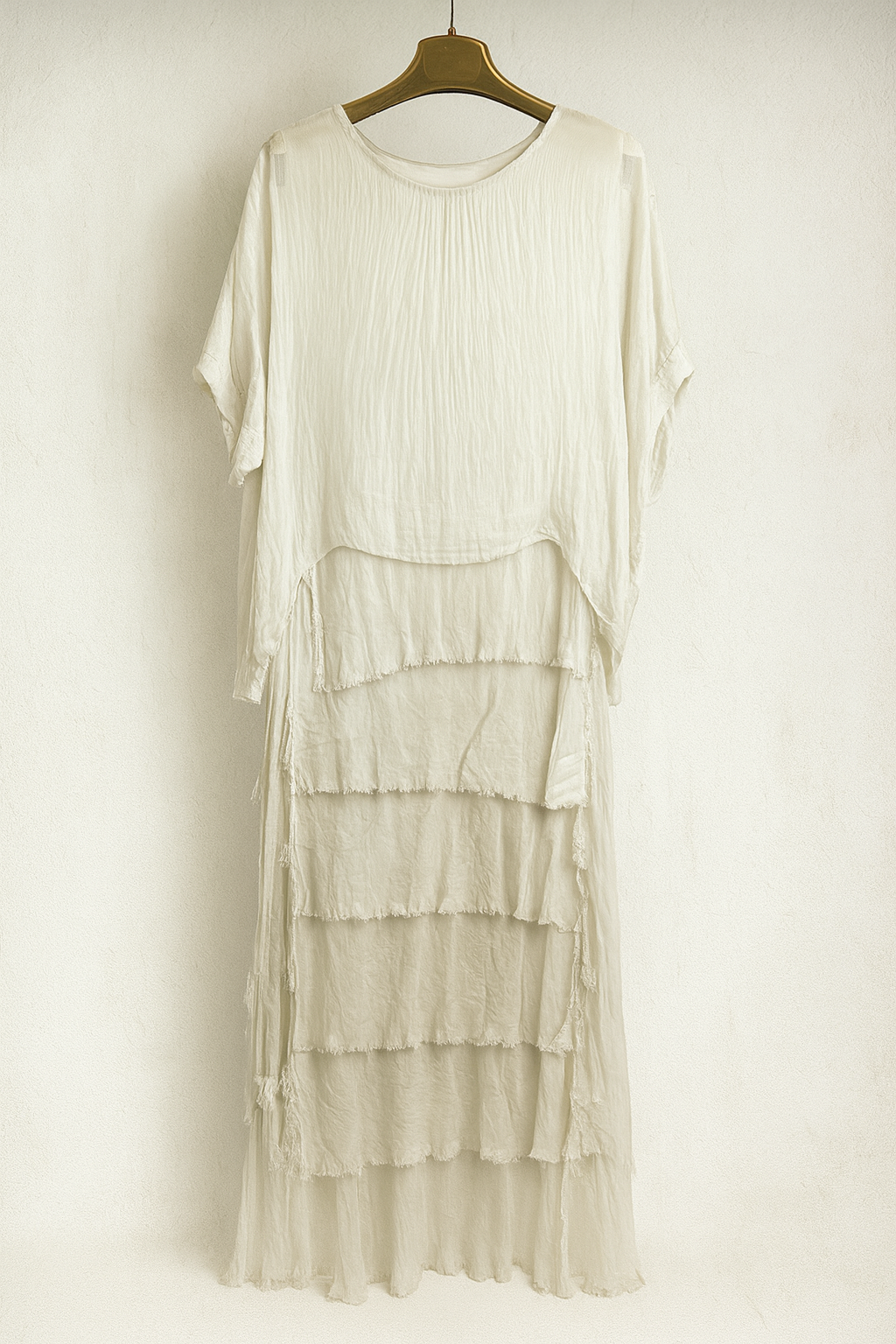 Vestido largo blanco mujer con volantes estilo boho chic SEROTONIN Calpe