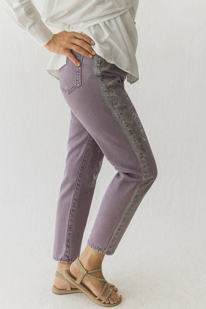 Jeans mujer morado con efecto plata brillante | SEROTONIN