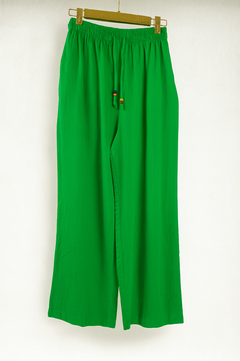 Pantalón verde lino mujer ancho fresco verano SEROTONIN Calpe