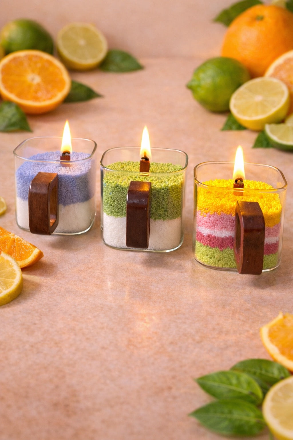 Pack de 3 Velas Aromáticas Reutilizables – Cítrico Dulce