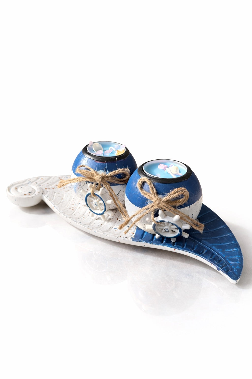 Pack de 2 Velas con Portavelas Náutico – Aroma Marino Fresco