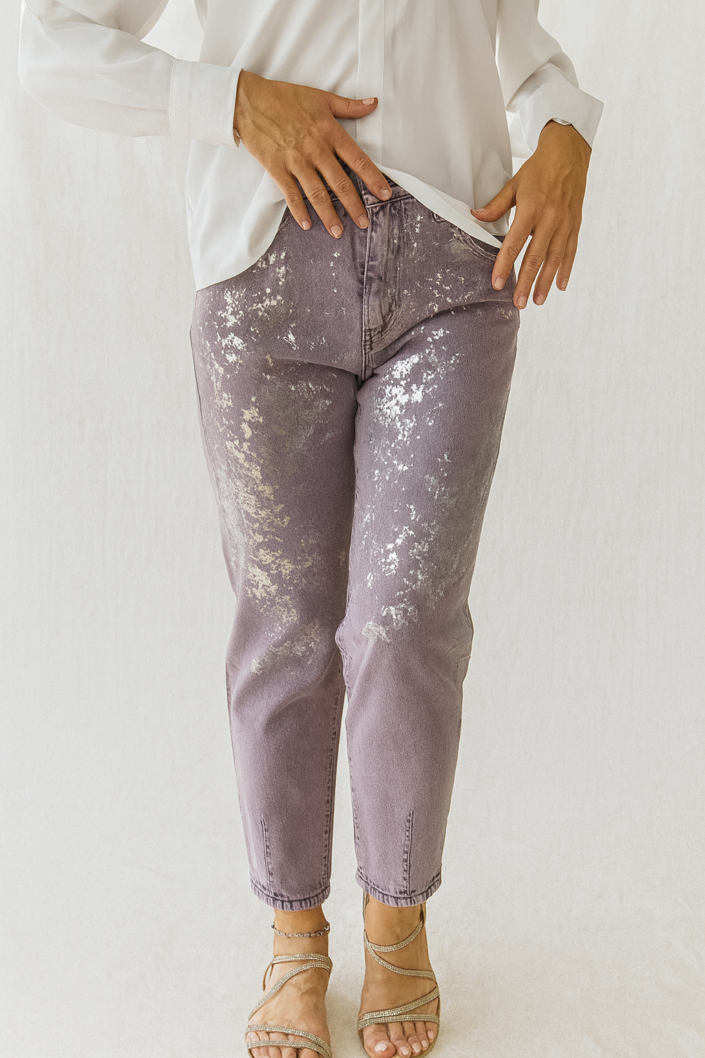 Jeans mujer morado con efecto plata brillante | SEROTONIN