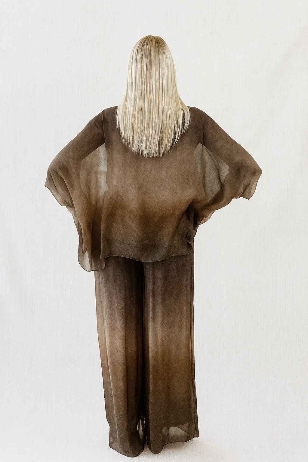 Conjunto mujer dos piezas en gasa degradada marrón SEROTONIN